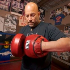 TITLE Boxing Blood Red Leather Punch Mitts -Venum Shop title boxing blood red leather punch mitts 5